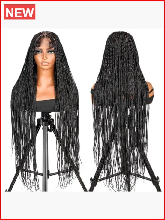 Full Lace Box Braided Wig Handmade Knotless Braids Synthetic Hair 36in main image 6